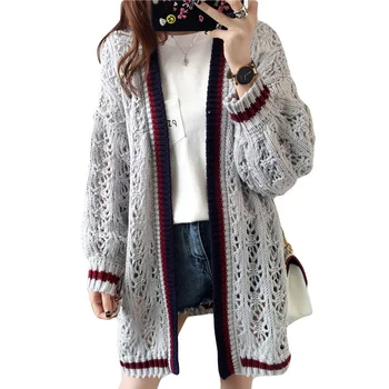 2017 New Spring Autumn Winter Women Cardigan Sweater Coats Casual Stitching Lantern Sleeve Knitted Hollow Out Sweater YP0298
2017 New Spring Autumn Winter Women Cardigan Sweater Coats Casual Stitching Lantern Sleeve Knitted Hollow Out Sweater YP0298