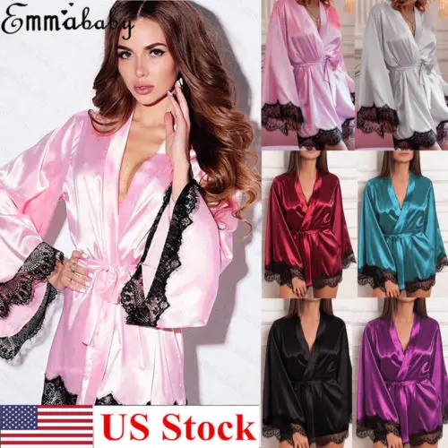 Women Sleepwear Satin Silk Kimono Robe Dressing Gown Wedding Underwear Night Dress Bathrobe
Women Sleepwear Satin Silk Kimono Robe Dressing Gown Wedding Underwear Night Dress Bathrobe