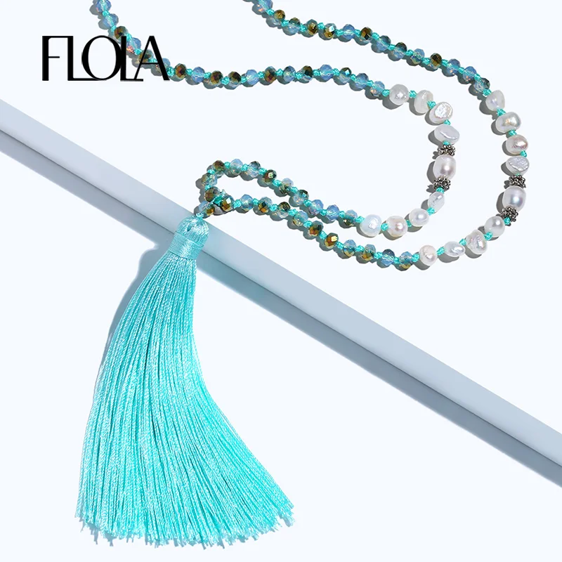 FLOLA Spring Silk Long Tassel Necklace Pendant Ethnic Boho Long Pearl Necklace for Women Bohemian Jewelry for Women nken69
FLOLA Spring Silk Long Tassel Necklace Pendant Ethnic Boho Long Pearl Necklace for Women Bohemian Jewelry for Women nken69