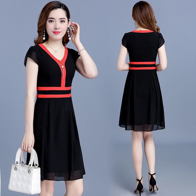 Chiffon dress women spring summer elegant V-neck Patchwork office ladies chiffon dress slim party dress female high quality 8897
Chiffon dress women spring summer elegant V-neck Patchwork office ladies chiffon dress slim party dress female high quality 8897