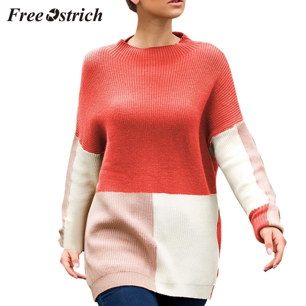 FREE OSTRICH Pullover large size women's stitching striped long-sleeved O-neck sweater color matching autumn and winter sweater
FREE OSTRICH Pullover large size women's stitching striped long-sleeved O-neck sweater color matching autumn and winter sweater