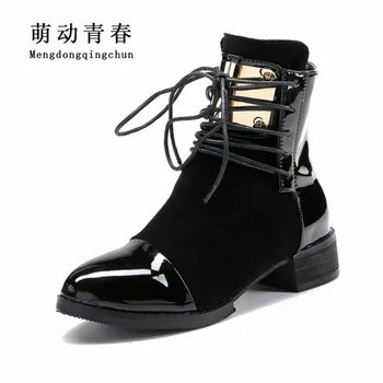 35-43 Women Boots Genuine Leather Flat Martin Ankle Boots Womens Motorcycle Boots Autumn Shoes Women Winter Patent leather Botas
35-43 Women Boots Genuine Leather Flat Martin Ankle Boots Womens Motorcycle Boots Autumn Shoes Women Winter Patent leather Botas