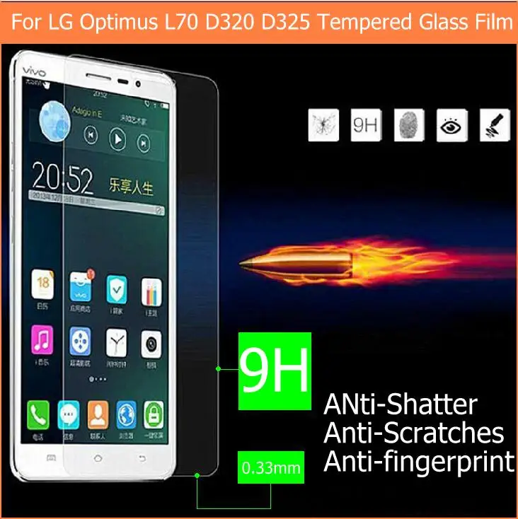 2.5D Original 9H High Quality Tempered Glass Protective Film Explosion-proof Screen Protector for LG Optimus L70 D320 D325
2.5D Original 9H High Quality Tempered Glass Protective Film Explosion-proof Screen Protector for LG Optimus L70 D320 D325