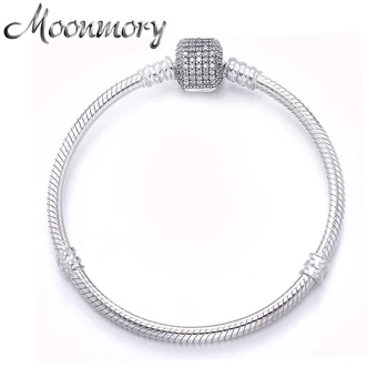 Moonmory Classic 925 Sterling Silver Bracelet Match Original CZ Pave Stone Lock Charm Making Love Gift for Women Snake Bracelet
Moonmory Classic 925 Sterling Silver Bracelet Match Original CZ Pave Stone Lock Charm Making Love Gift for Women Snake Bracelet