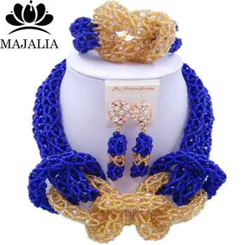 Majalia New Fashion Nigerian Wedding African Jewelery Set Royal blue and Gold ab Crystal Necklace Bridal Jewelry Sets 2RF019
Majalia New Fashion Nigerian Wedding African Jewelery Set Royal blue and Gold ab Crystal Necklace Bridal Jewelry Sets 2RF019