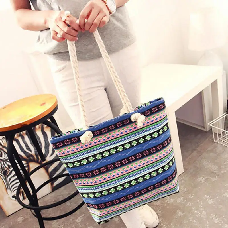 New Women Ethnic Striped Canvas Handbags Shoulder Bags Reusable Shopping Bag Large Capacity Tote Bag Eco Grocery Bag
New Women Ethnic Striped Canvas Handbags Shoulder Bags Reusable Shopping Bag Large Capacity Tote Bag Eco Grocery Bag