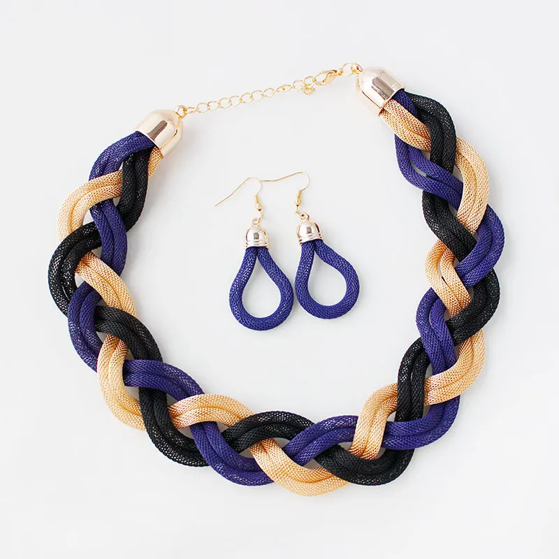 F&UTrendy Popular Twisted Different Colors of Necklace and Earrings Chain Jewelry Set for Women
F&UTrendy Popular Twisted Different Colors of Necklace and Earrings Chain Jewelry Set for Women