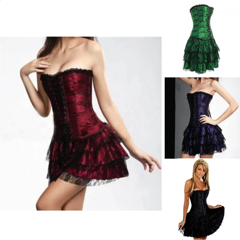 Sexy Lace Floral Brocade Ladies Overbust Corset Skirt Gothic Waist Body Shaping Corset With Skirt Suit
Sexy Lace Floral Brocade Ladies Overbust Corset Skirt Gothic Waist Body Shaping Corset With Skirt Suit