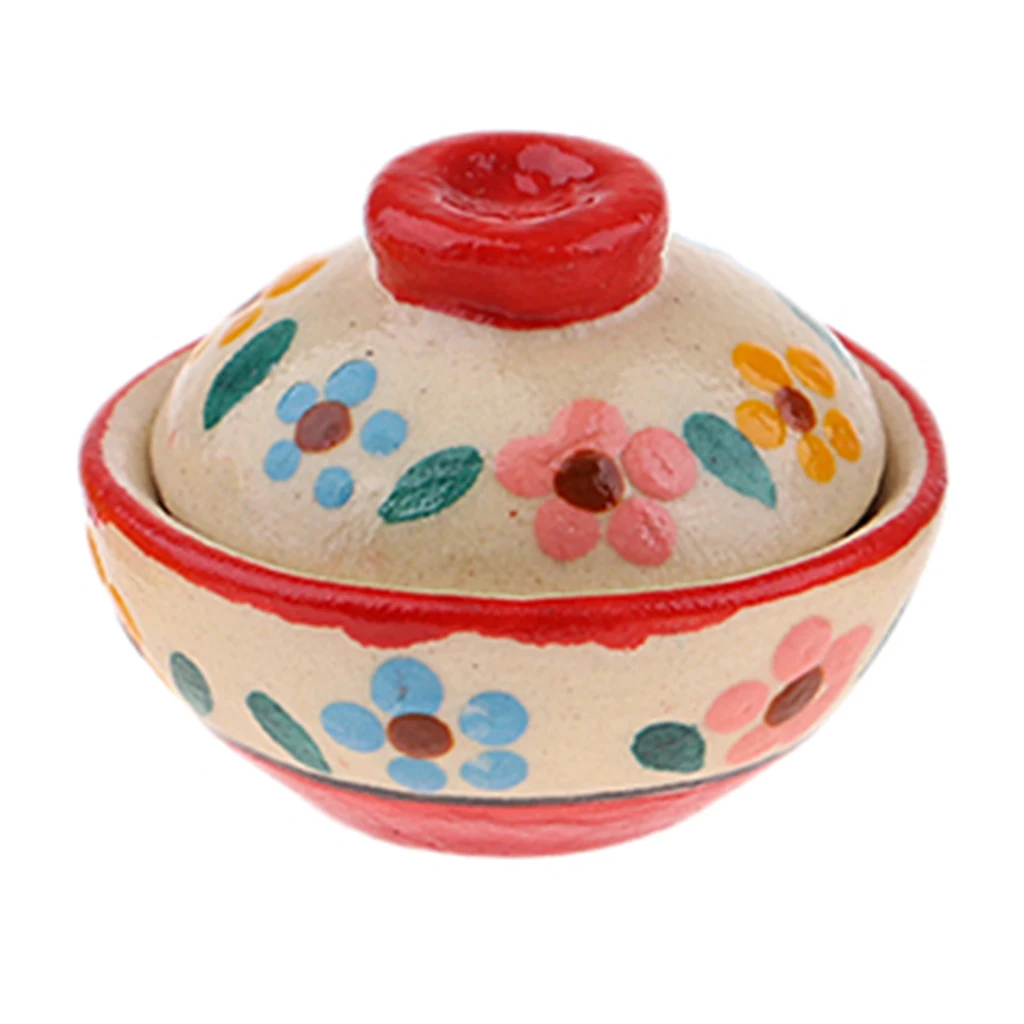 Beautiful design 1/12scale Porcelain Clay Pot material Bowl Model Doll House Miniatures Kitchen Decoration for dollhouse