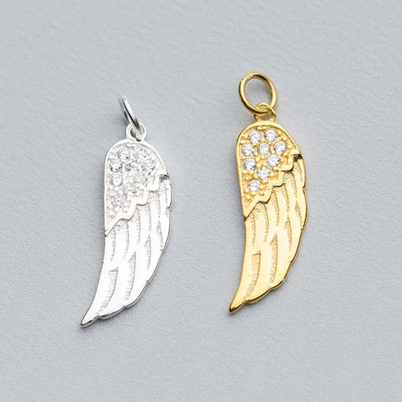 925 Sterling Silver Angel Wing Zircon Charms Fancy Craft Dangle Charm Pendant For Girlfriend Boyfriend Gift DIY Jewelry Making
925 Sterling Silver Angel Wing Zircon Charms Fancy Craft Dangle Charm Pendant For Girlfriend Boyfriend Gift DIY Jewelry Making