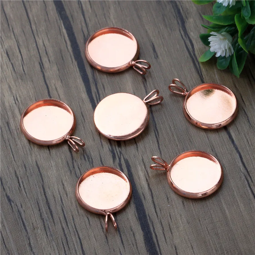20pcs/lot 14mm Rose Gold Plated V Shape Brass Copper Cameo Settings Cabochon Base Blank Tray Pendant New Style | Украшения и