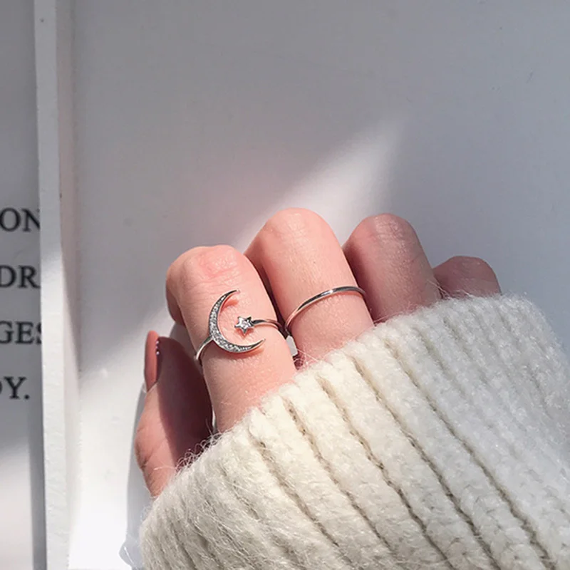 2pcs/set 2019 New Minimalist Gril's Jewlery Accessories Cubic Zirconia Moon Star Opening Silver Color Copper Rings For Women
2pcs/set 2019 New Minimalist Gril's Jewlery Accessories Cubic Zirconia Moon Star Opening Silver Color Copper Rings For Women