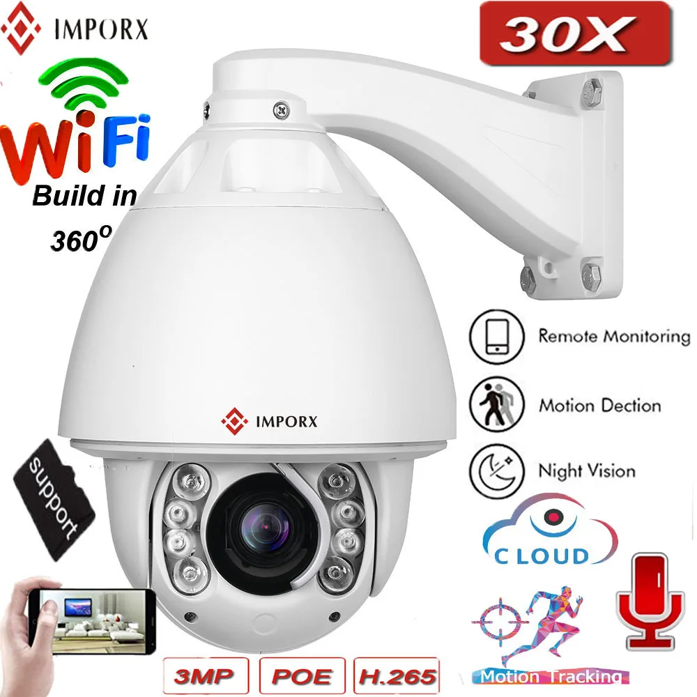 IMPORX POE IP Camera Onvif 30X Zoom HD 3MP Security Camera Outdoor security camera Wireless CCTV IR 120M With Auto Tracking
IMPORX POE IP Camera Onvif 30X Zoom HD 3MP Security Camera Outdoor security camera Wireless CCTV IR 120M With Auto Tracking