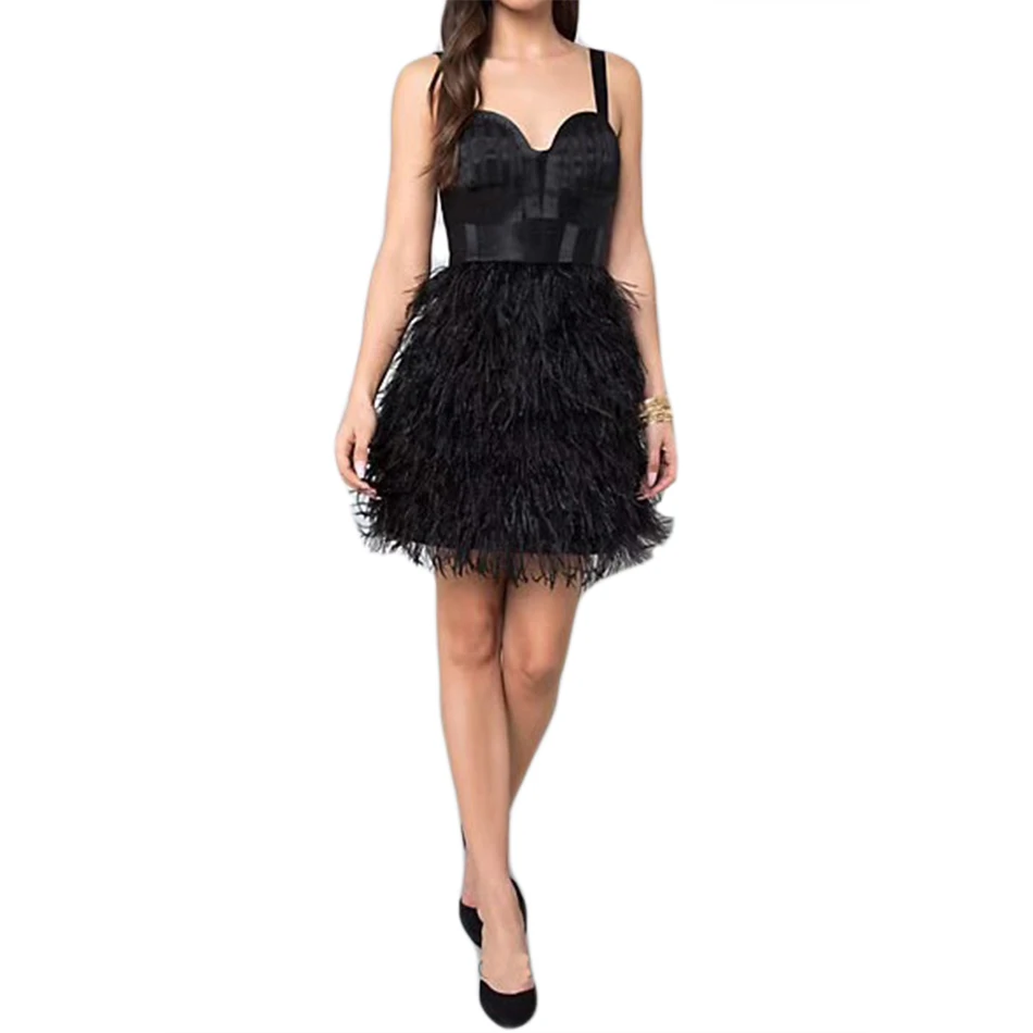 Women Sexy 2019 New Arrival Black White Bandage Dress Sleeveless Straps Feathers Vestidos Boydcon Celebrity Mini Party Dress
Women Sexy 2019 New Arrival Black White Bandage Dress Sleeveless Straps Feathers Vestidos Boydcon Celebrity Mini Party Dress