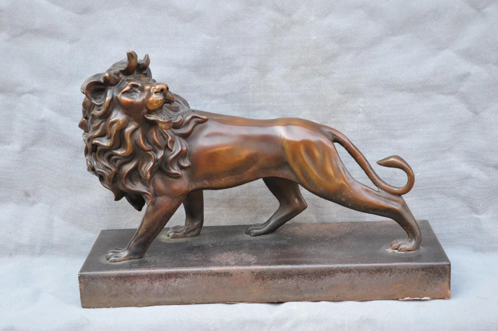 xd 002213 19 Bronze Africa Lion Male Lion King of the Prairie Animal Sculpture Statue