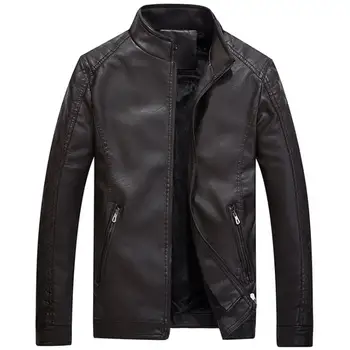 Men Causal PU Jacket Fashion Coats Warm Slim Standing Collar Casual Thicken Zipper Coat Tops Adding fluff coats san0
Men Causal PU Jacket Fashion Coats Warm Slim Standing Collar Casual Thicken Zipper Coat Tops Adding fluff coats san0