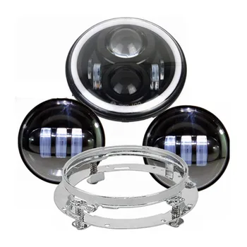7" 60W Complete LED Headlight Full Angel Eyes DRL +2 Pcs LED Passing Lights And Adapter Ring For Harley Davidson Motorcycles
7" 60W Complete LED Headlight Full Angel Eyes DRL +2 Pcs LED Passing Lights And Adapter Ring For Harley Davidson Motorcycles