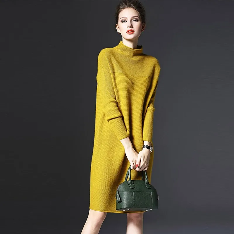 JSXDHK Oversize Women Knitting Loose Dress Autumn Winter Yellow Long Sleeve Female Stand Collar Sweater Dress Vestidos M-5XL
JSXDHK Oversize Women Knitting Loose Dress Autumn Winter Yellow Long Sleeve Female Stand Collar Sweater Dress Vestidos M-5XL
