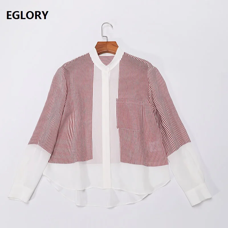 100%Silk Blouse Shirt 2019 Summer Fashion Office Blouse Woman Striped Print Patchwork Long Sleeve Plus Size Tops Shirt Female
100%Silk Blouse Shirt 2019 Summer Fashion Office Blouse Woman Striped Print Patchwork Long Sleeve Plus Size Tops Shirt Female