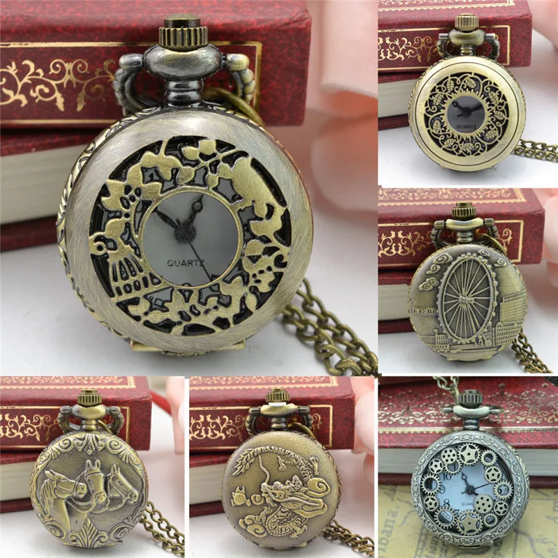 Винтажные карманные часы в стиле стимпанк ретро бронзовый дизайн кварцевый