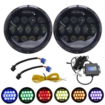 Black 7" LED Headlight RGB Halo Angel Eye with Bluetooth Remote For Lada 4x4 urban Niva For Jeep Wrangler JK CJ JL Hummer H1 H2
Black 7" LED Headlight RGB Halo Angel Eye with Bluetooth Remote For Lada 4x4 urban Niva For Jeep Wrangler JK CJ JL Hummer H1 H2