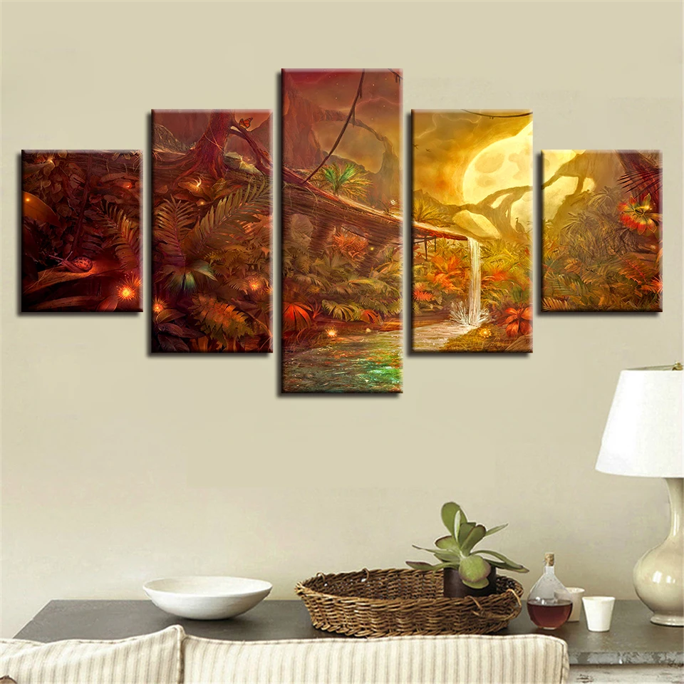 Modern Printing Posters Modular Canvas Pictures 5 Pieces Moon Fireflies Tree Night Scene Paintings Decoration Wall Art Framework
Modern Printing Posters Modular Canvas Pictures 5 Pieces Moon Fireflies Tree Night Scene Paintings Decoration Wall Art Framework