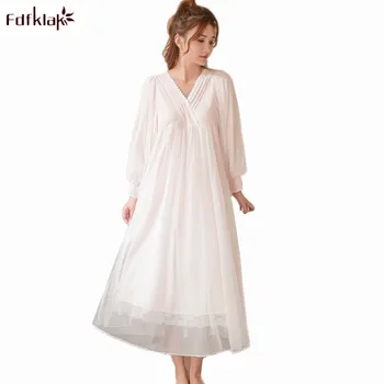 Fdfklak New High Grade White Nightgown Princess Long Sleeve Nightdress Ladies Sleepwear Dress Spring Summer Women Nightwear
Fdfklak New High Grade White Nightgown Princess Long Sleeve Nightdress Ladies Sleepwear Dress Spring Summer Women Nightwear