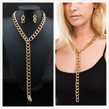 CirGen,Fashion Sexy Gold Color Thick Chunky Body Long Chain Pendant Choker Statement Necklace Earrings Jewelry Set,D90
CirGen,Fashion Sexy Gold Color Thick Chunky Body Long Chain Pendant Choker Statement Necklace Earrings Jewelry Set,D90