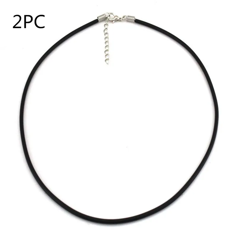 _ Веревка 2 мм черное ожерелье из искусственной кожи на шнурке серебряная