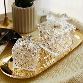 European yellow crystal glass Exquisite relief storage jars sugar cans diamond candy box cotton swabs box cotton pad home
European yellow crystal glass Exquisite relief storage jars sugar cans diamond candy box cotton swabs box cotton pad home