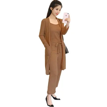2018 Women Spring Autumn Knitting Wide-legg Pants 3 Piece Sets Female Casual Bow Pockets O Neck Sweater Cardigan Suits Set P223
2018 Women Spring Autumn Knitting Wide-legg Pants 3 Piece Sets Female Casual Bow Pockets O Neck Sweater Cardigan Suits Set P223