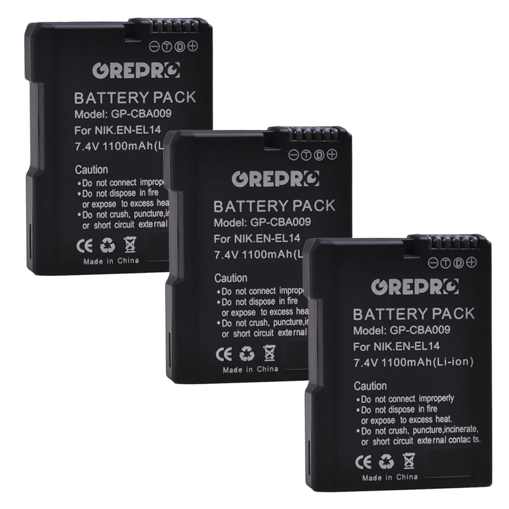 

3pcs EN-EL14 1100mAh Battery EN EL14a EL14 MH-24 bateria for Nikon P7000 P7100 D3100 D3200 D5100 D3300 D5200 D5300 P7200 P7800