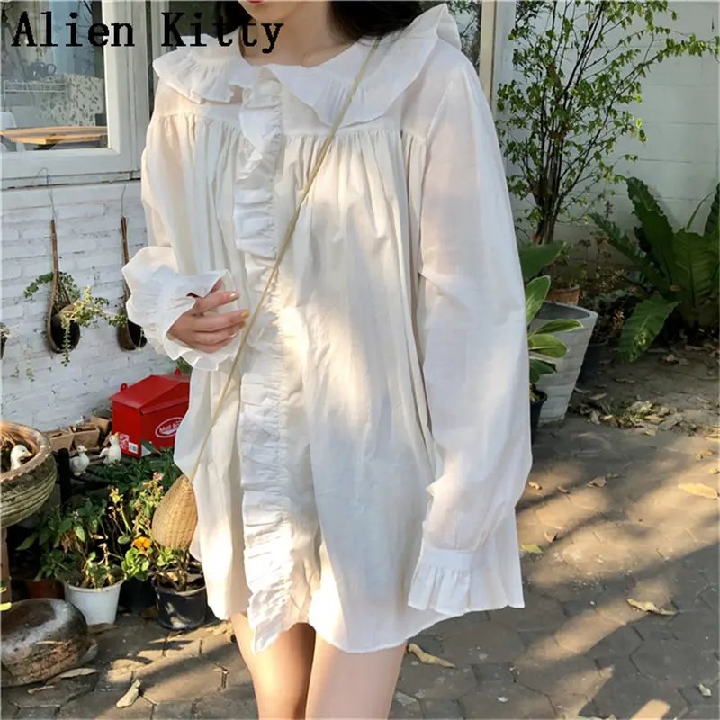 Alien Kitty Vacation Style White Ruffles 2019 Sweet Peter Pan Collar Summer Loose Casual Office Ladies Free All-Match Mini Dress
Alien Kitty Vacation Style White Ruffles 2019 Sweet Peter Pan Collar Summer Loose Casual Office Ladies Free All-Match Mini Dress