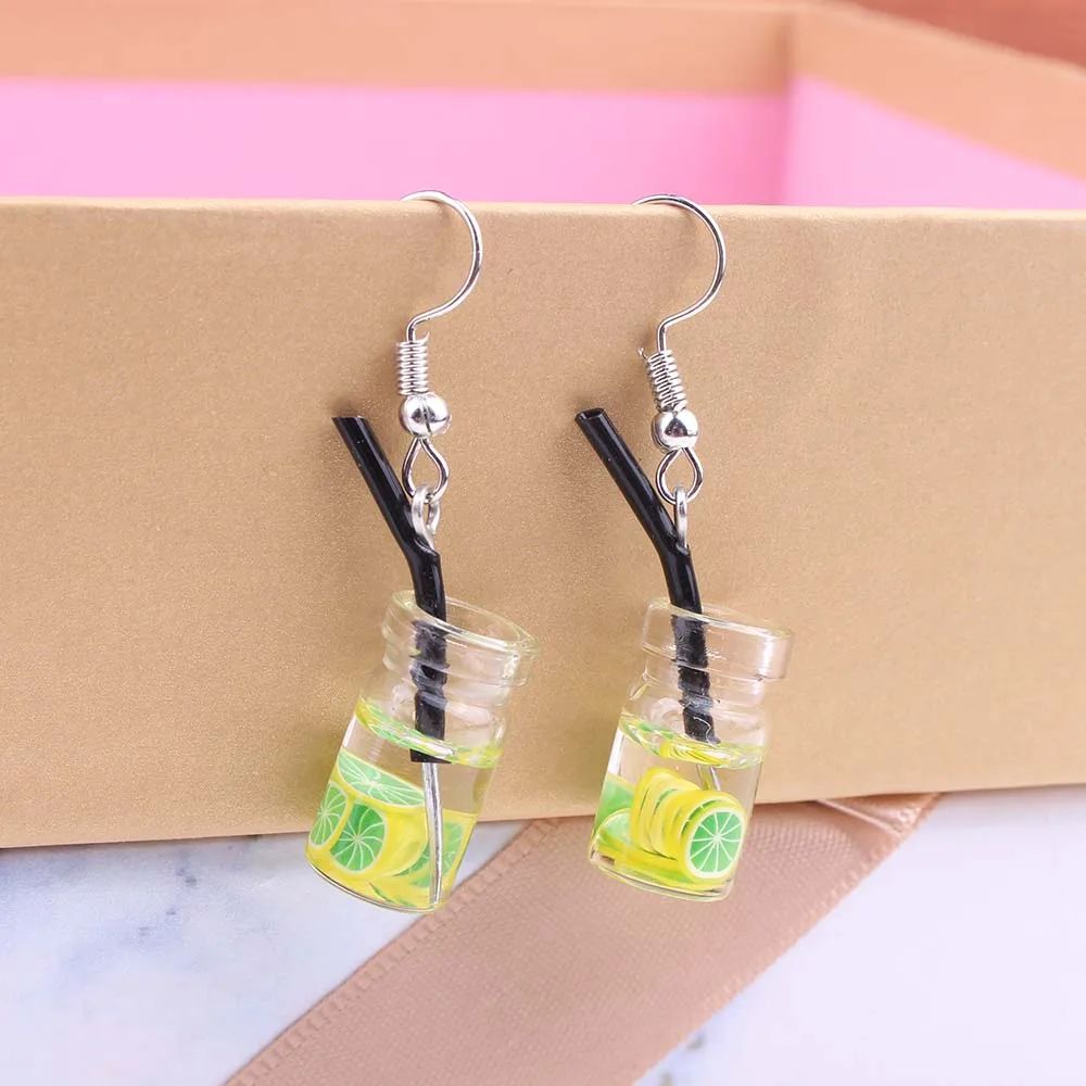 LUBOV Lovely Fruit Milk Tea Drink Bottle Drop Earrings Fashion Candy Color Lemon Shell Creative Dangle Earring for Women Jewelry
LUBOV Lovely Fruit Milk Tea Drink Bottle Drop Earrings Fashion Candy Color Lemon Shell Creative Dangle Earring for Women Jewelry