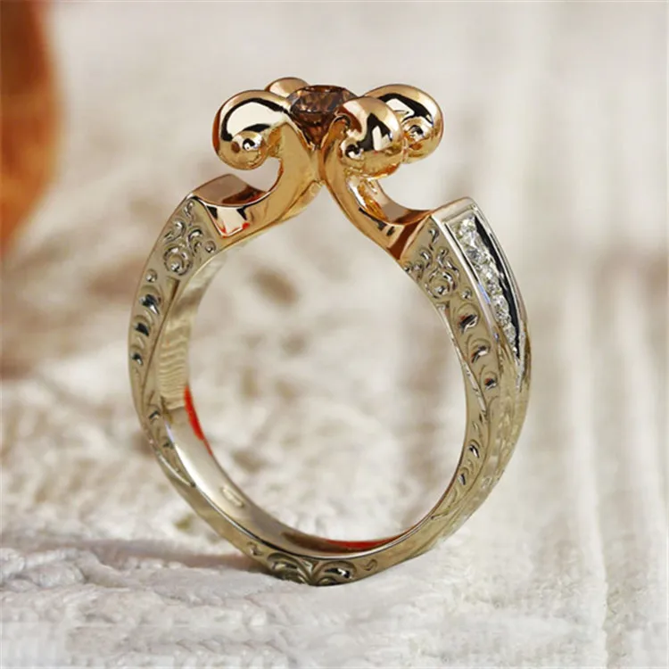 Креативное двухцветное кольцо из розового золота в европейском и американском