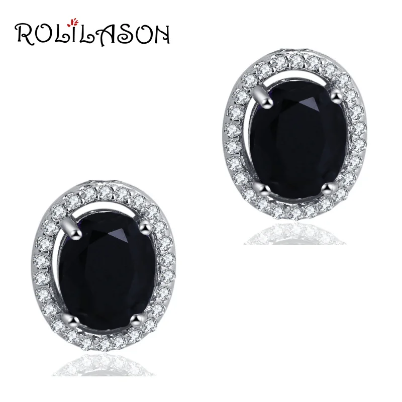 ROLILASON Hot sell Zircon Jewelry for women silver stamped Black Crystal Stud Earrings Fashion jewelry JE1168
ROLILASON Hot sell Zircon Jewelry for women silver stamped Black Crystal Stud Earrings Fashion jewelry JE1168