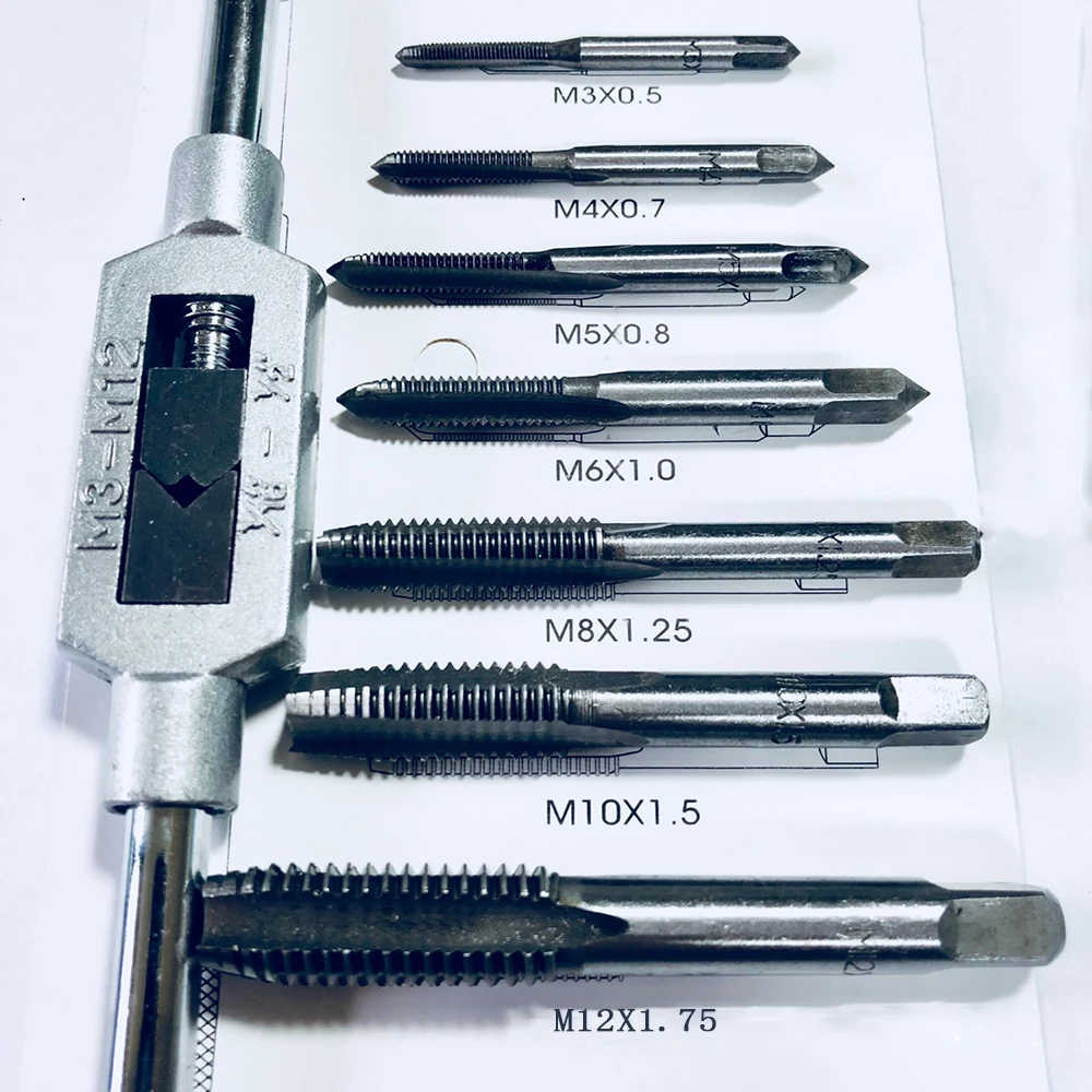Description Picture 5 of item8PC Tap Die Set Screw Thread Carbon Hand Screw Taps Adjustable Taps Dies Wrench