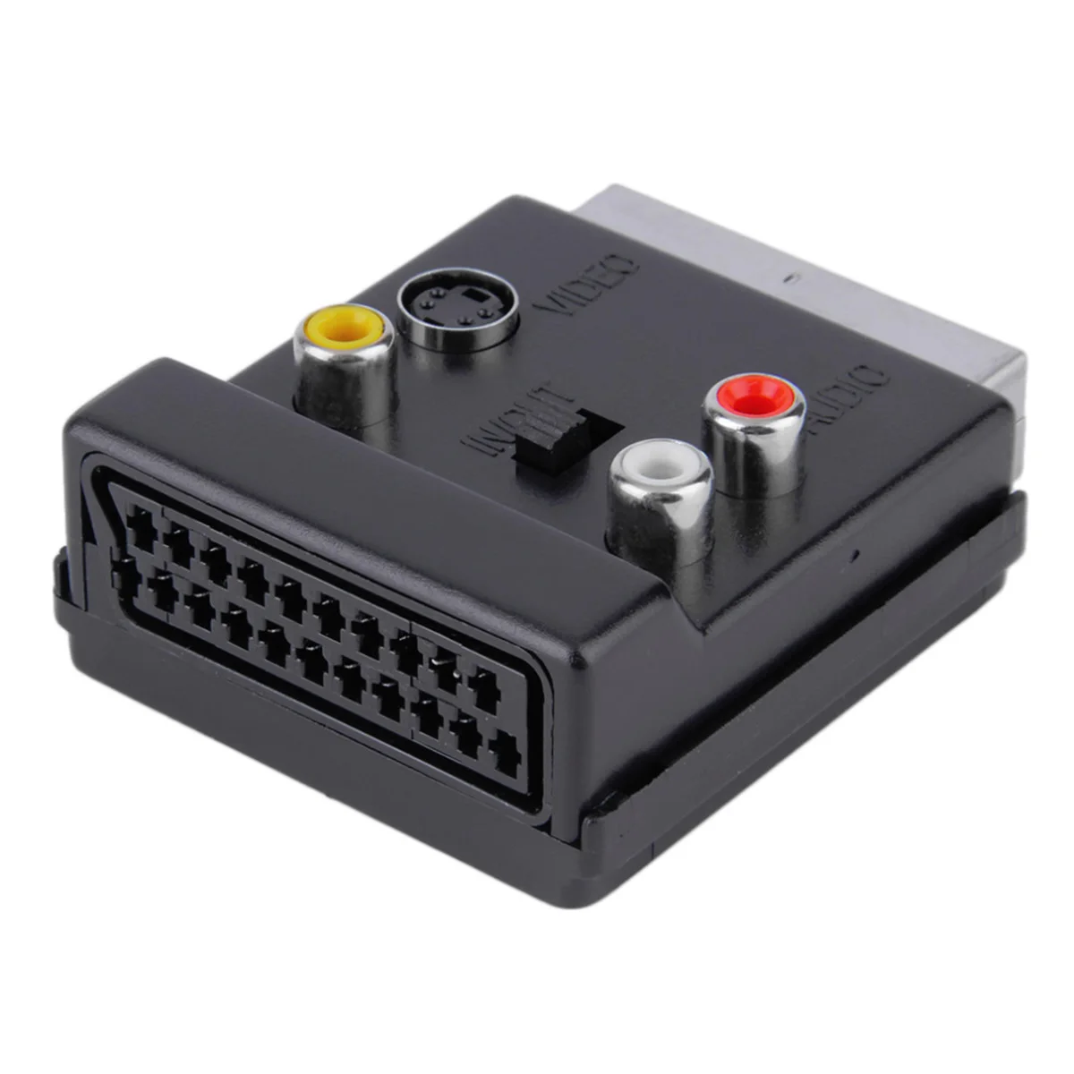 Лучшие предложения новейший адаптер Scart Male to Female S-Video 3 RCA аудио Черный Convector able