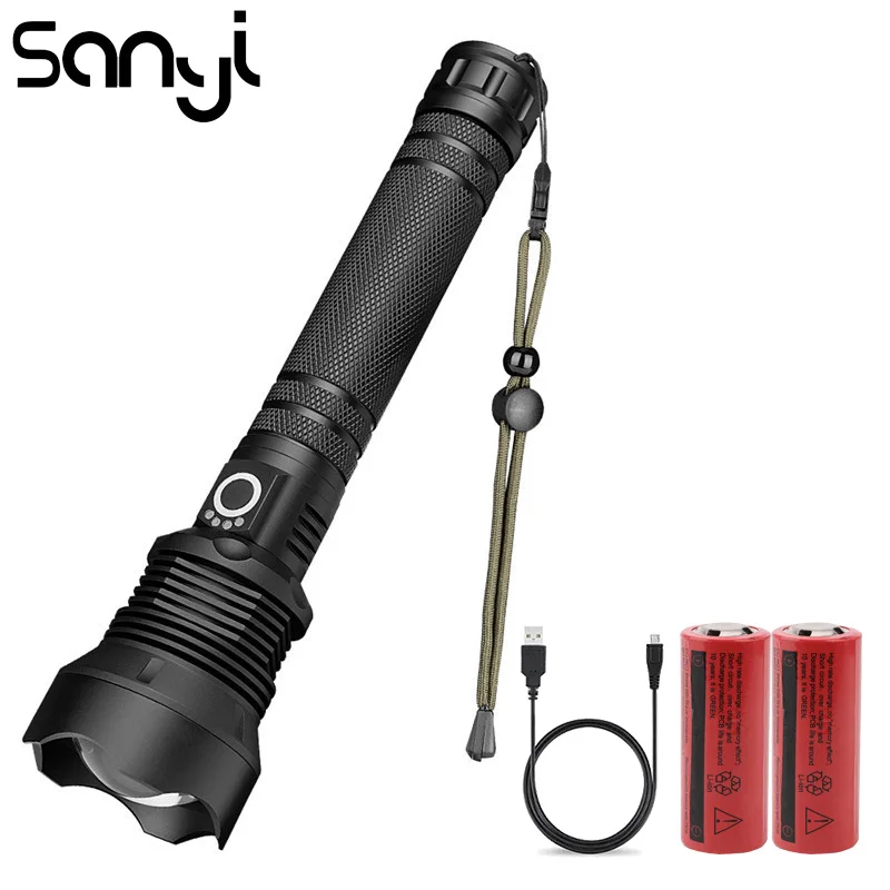 SANYI Zoom Flashlight Torch Power by 2*26650 Battery 30000 Lumen Super Bright Car Emergency Portable Lantern
SANYI Zoom Flashlight Torch Power by 2*26650 Battery 30000 Lumen Super Bright Car Emergency Portable Lantern