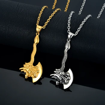 Axe Pendant Necklace Men Jewelry 4 Size Stainless Steel Chain Gold Color Punk Dragon Head Statement Necklace For Man Collares
Axe Pendant Necklace Men Jewelry 4 Size Stainless Steel Chain Gold Color Punk Dragon Head Statement Necklace For Man Collares