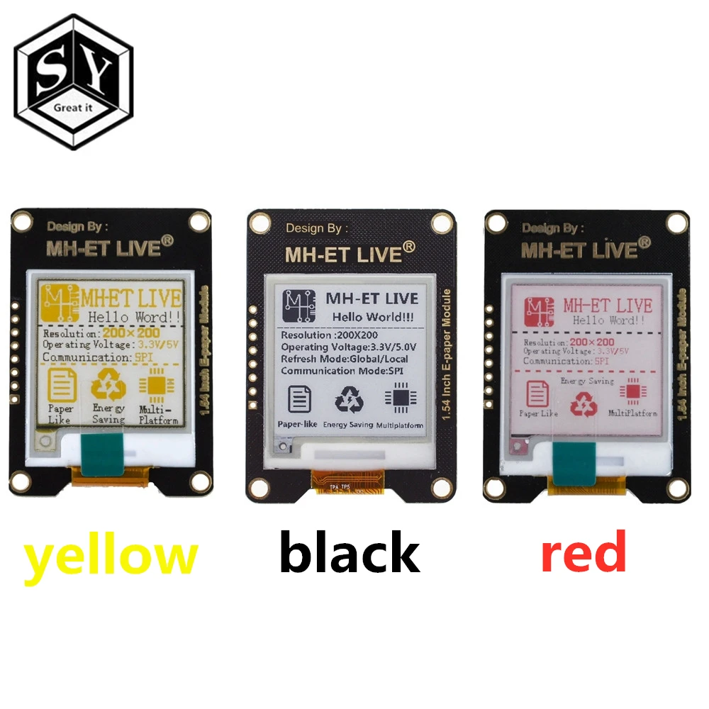 MH-ET LIVE 1.54 Inch Epaper Module E-paper E-Ink EInk Display Screen SPI Support Global/Part For Arduino STM raspberry pi ESP32
MH-ET LIVE 1.54 Inch Epaper Module E-paper E-Ink EInk Display Screen SPI Support Global/Part For Arduino STM raspberry pi ESP32