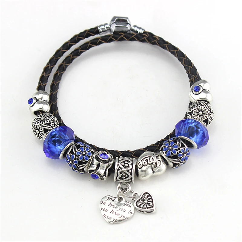 High quality Heart pendant Leather cord Fashion Elegant Charm Pandora Bracelet & Bangles with violet Beads For Women gift
High quality Heart pendant Leather cord Fashion Elegant Charm Pandora Bracelet & Bangles with violet Beads For Women gift
