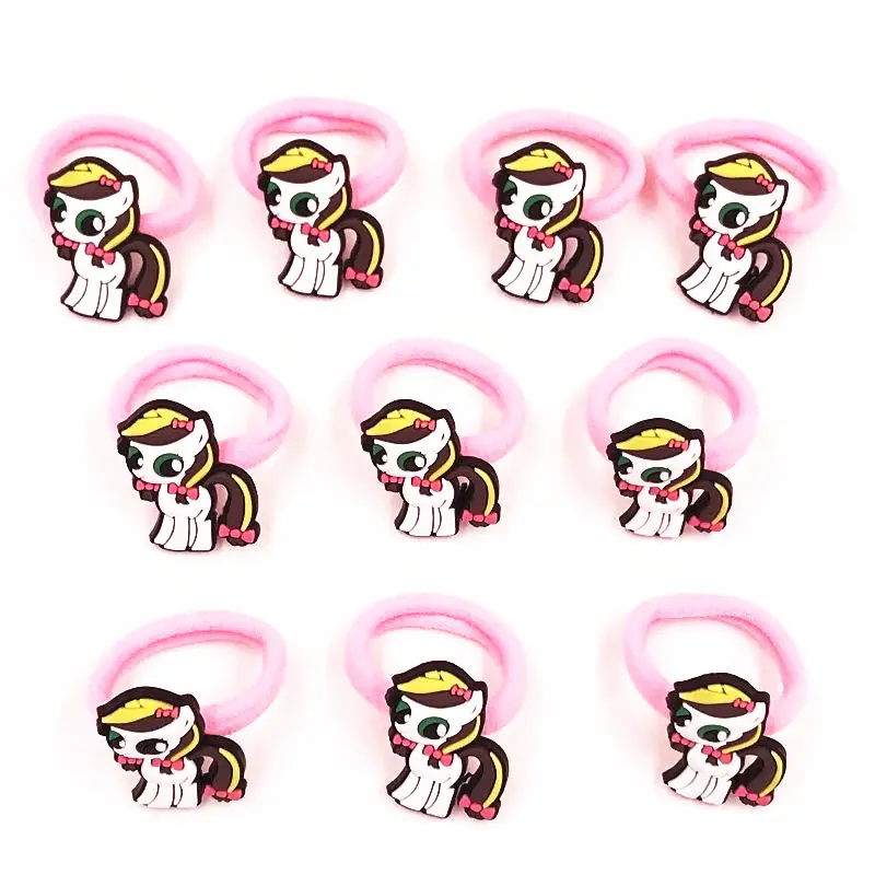 10Pcs Kawaii Cartoon My Little Pony Ponytail Holder Hairbands For Girls Kids