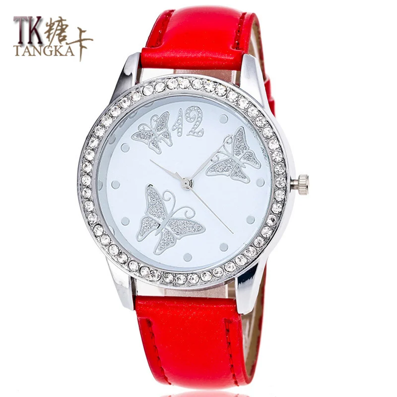 crystal butterfly lady girl watch 6 colors Leather watch band Luxury brand digital quartz watch woman gift 
crystal butterfly lady girl watch 6 colors Leather watch band Luxury brand digital quartz watch woman gift