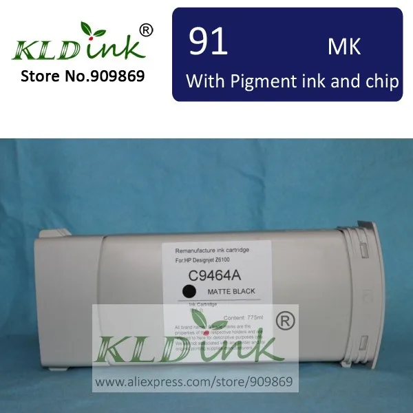 

[KLD Ink] Compatible HP91 C9464A MATTE BLACK Pigment ink cartridge for Designjet Z6100