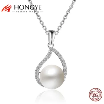 

HONGYE Lady Gorgeous Collier 925 Sterling Silver Jewelry Freshwater Pearls Water Drop Necklaces Pendants Women Luxury bijoux