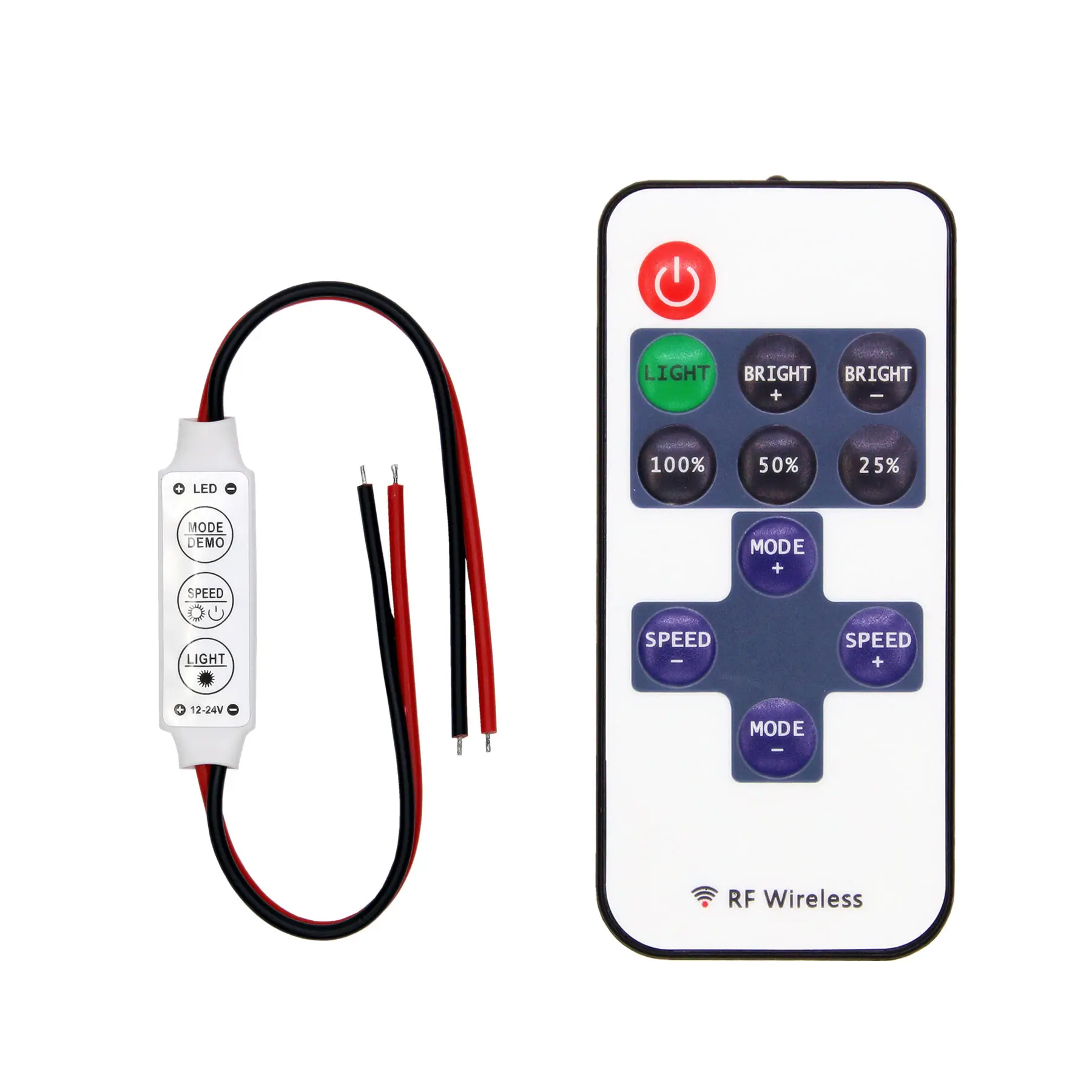 LED Strip Controller Mini Dimmer RF Remote DC 5V 12V 24V Controller For LED 5050 2835 Strip Single Color
LED Strip Controller Mini Dimmer RF Remote DC 5V 12V 24V Controller For LED 5050 2835 Strip Single Color