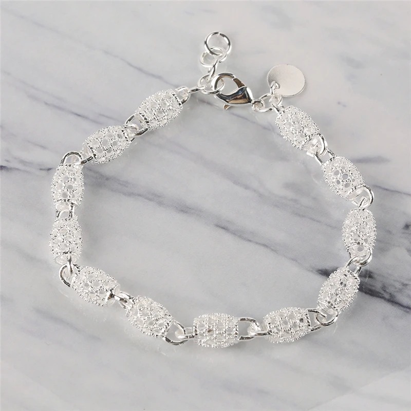 Romantic Silver Chain Link Charm Bracelet Women Elegant Trendy Bangles Prong Setting Gifts Lady
Romantic Silver Chain Link Charm Bracelet Women Elegant Trendy Bangles Prong Setting Gifts Lady