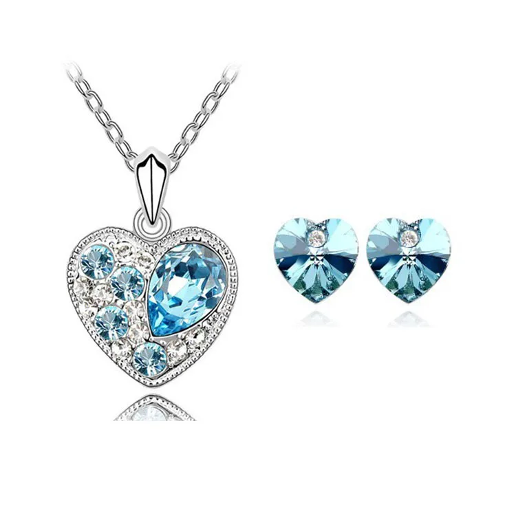 Wholesale Austria Crystal Jewelry Sets Heart Pendants Necklaces Stud Earring Silver Plated For Women Wedding Bridal Accessories
Wholesale Austria Crystal Jewelry Sets Heart Pendants Necklaces Stud Earring Silver Plated For Women Wedding Bridal Accessories