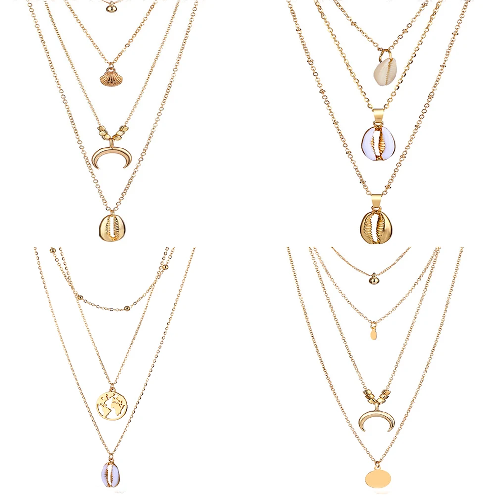 FAMSHIN Bohemia New Gold Sliver Multi layer Necklace For Women Girl Shell Choker Necklaces & Pendants 2019 Female Ocean Jewelry
FAMSHIN Bohemia New Gold Sliver Multi layer Necklace For Women Girl Shell Choker Necklaces & Pendants 2019 Female Ocean Jewelry
